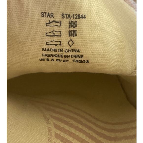 TAOS SNEAKERS WOMENS 6.5 US 37 EU SHELL PINK HEMP STAR CANVAS STA-12844 CASUAL - Picture 3 of 11